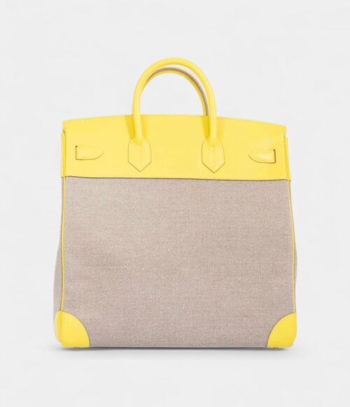 Hermès Birkin 40 Lime & Ficelle Evercolor Toile De Camp Palladium Hardware