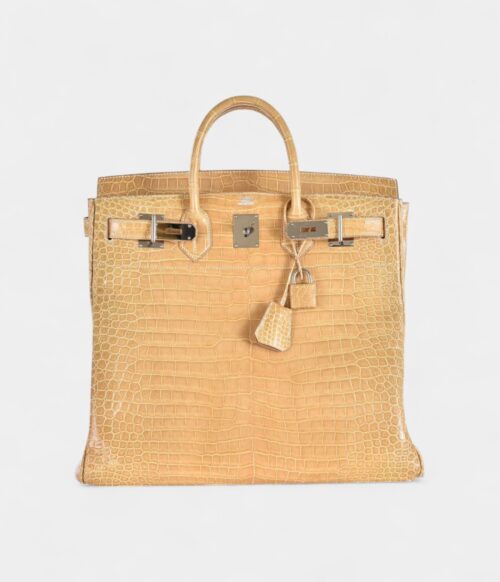 Hermès Birkin 40 Poussiere Porosus Crocodile Beige Palladium Hardware