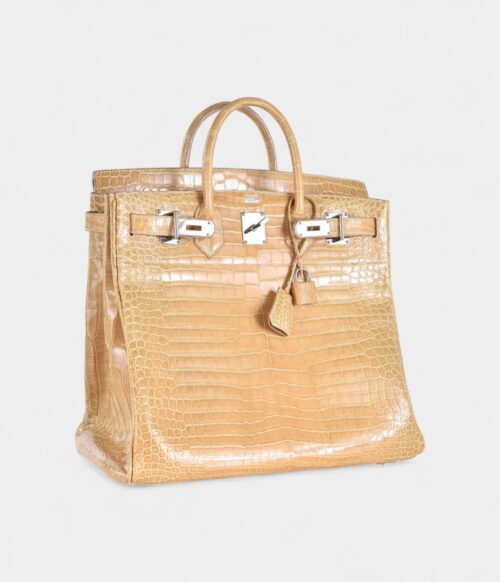 Hermès Birkin 40 Poussiere Porosus Crocodile Beige Palladium Hardware