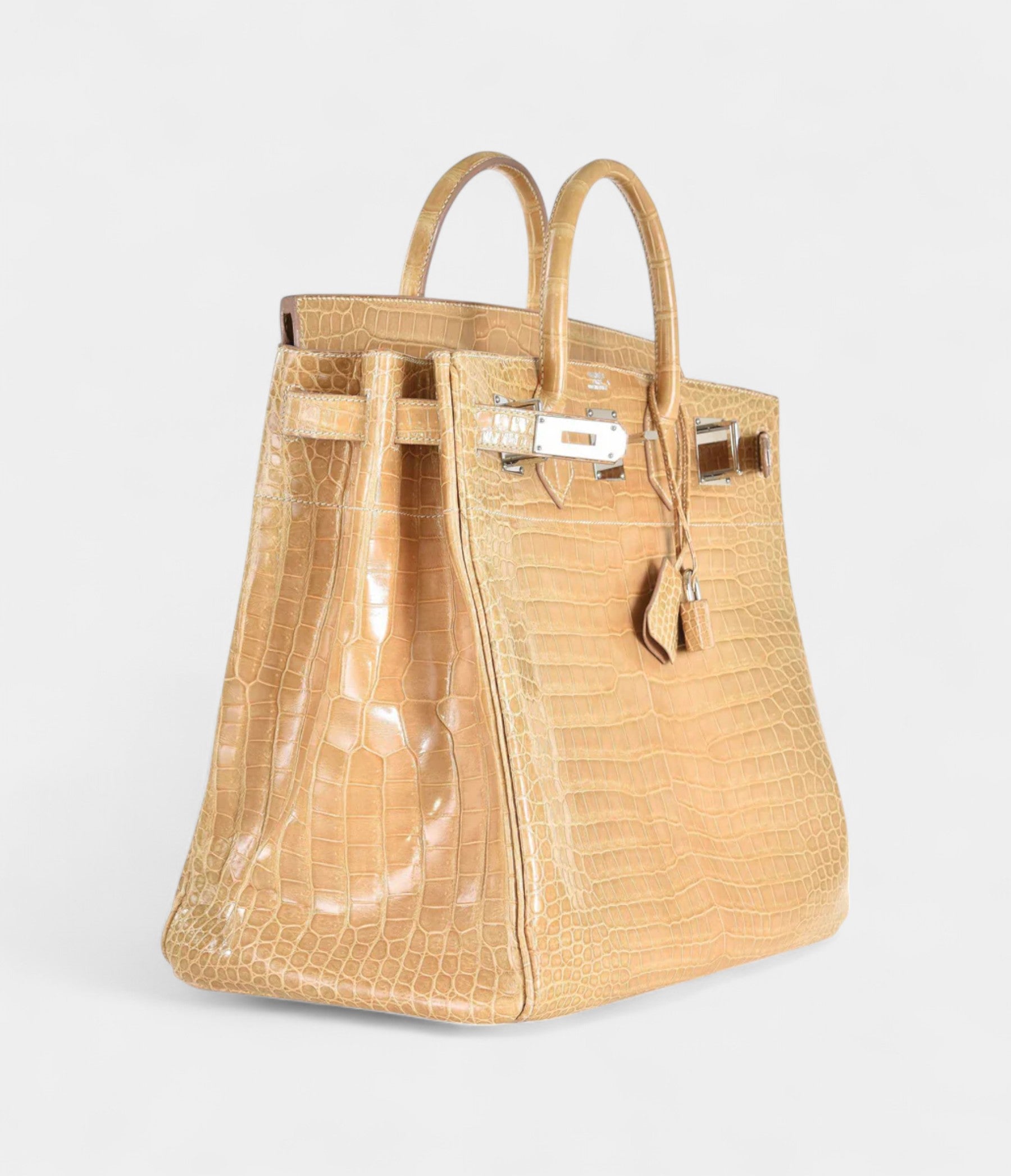 Hermès Birkin 40 Poussiere Porosus Crocodile Beige Palladium Hardware