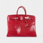 Hermès Birkin 40 Red Braise Porosus Crocodile Palladium Hardware
