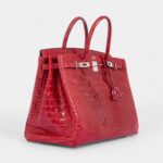 Hermès Birkin 40 Red Braise Porosus Crocodile Palladium Hardware