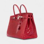 Hermès Birkin 40 Red Braise Porosus Crocodile Palladium Hardware