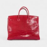 Hermès Birkin 40 Red Braise Porosus Crocodile Palladium Hardware