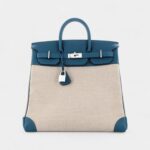 Hermes Birkin 40 Wool Tote Blue Leather Bag