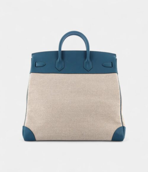Hermes Birkin 40 Wool Tote Blue Leather Bag