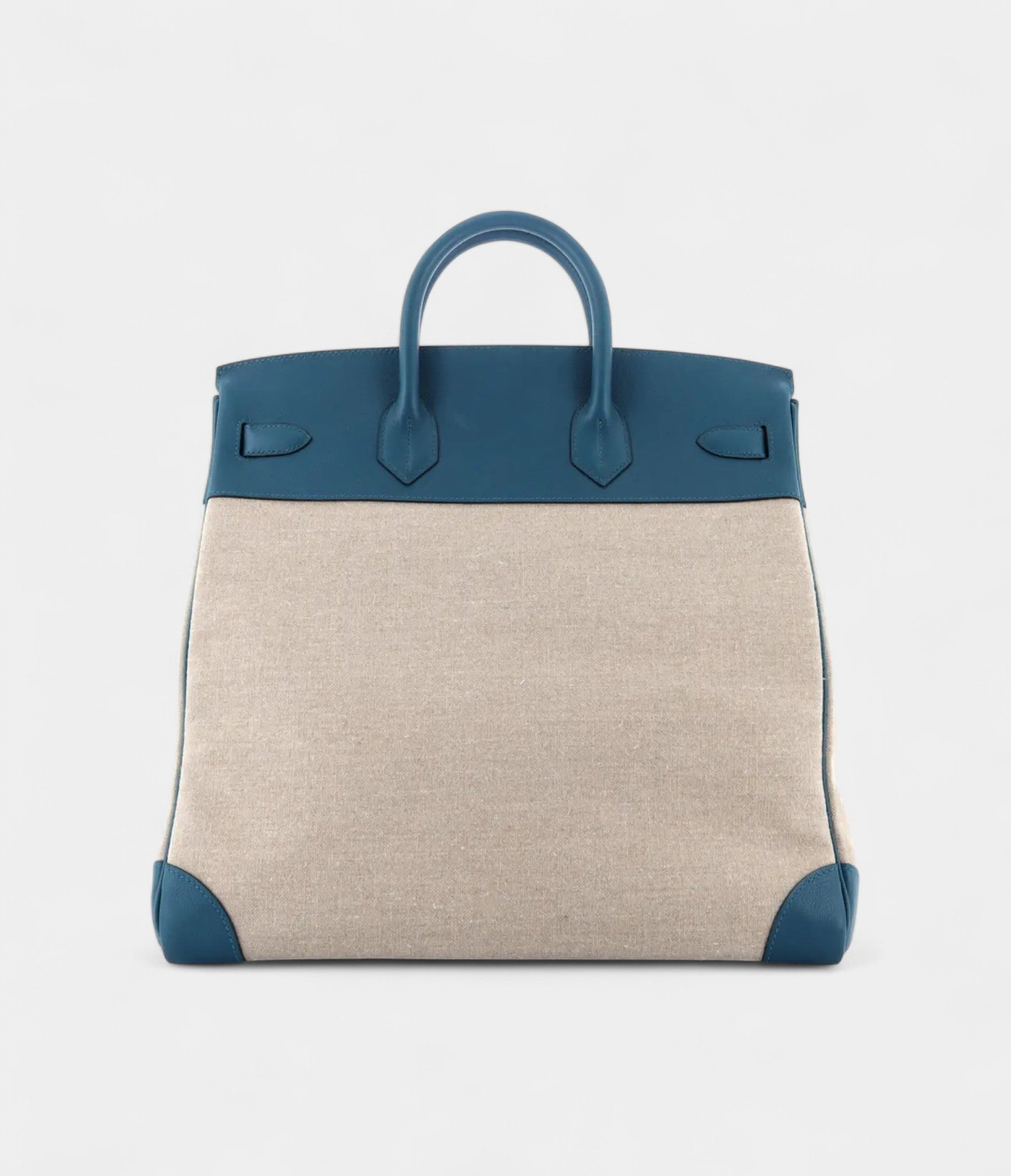 Hermes Birkin 40 Wool Tote Blue Leather Bag