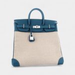 Hermes Birkin 40 Wool Tote Blue Leather Bag