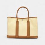 Hermès Biscuit Negonda and Écru Twill H Canvas Verso Garden Party 30 TPM Palladium Hardware