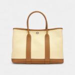Hermès Biscuit Negonda and Écru Twill H Canvas Verso Garden Party 30 TPM Palladium Hardware