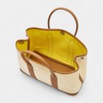 Hermès Biscuit Negonda and Écru Twill H Canvas Verso Garden Party 30 TPM Palladium Hardware
