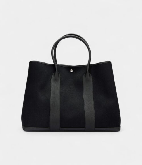 Hermès Black Negonda and Toile Garden Party 49 Voyage Palladium Hardware