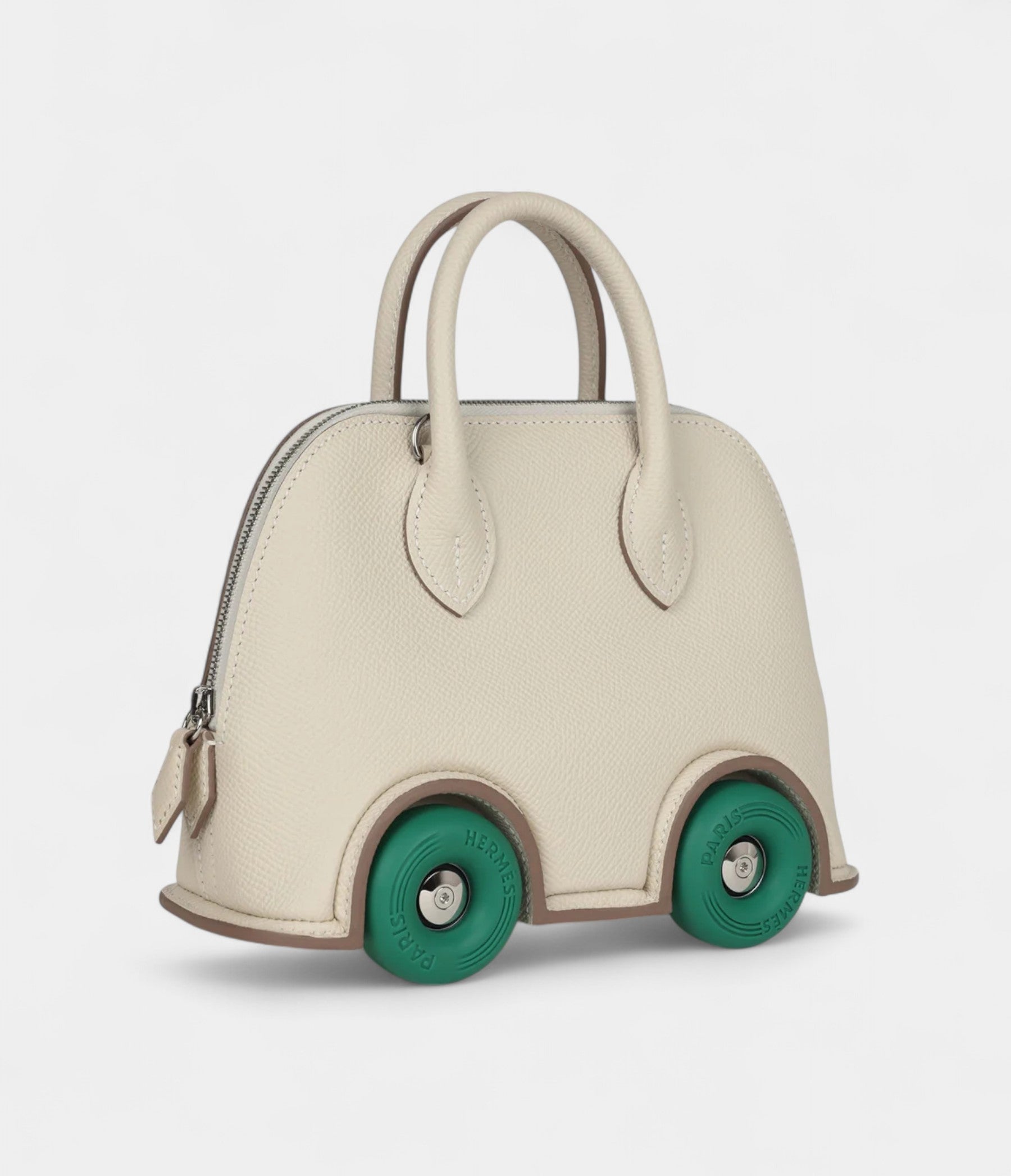 Hermès Bolide On Wheels 1923 Craie and Vert Vertigo Epsom Palladium Hardware