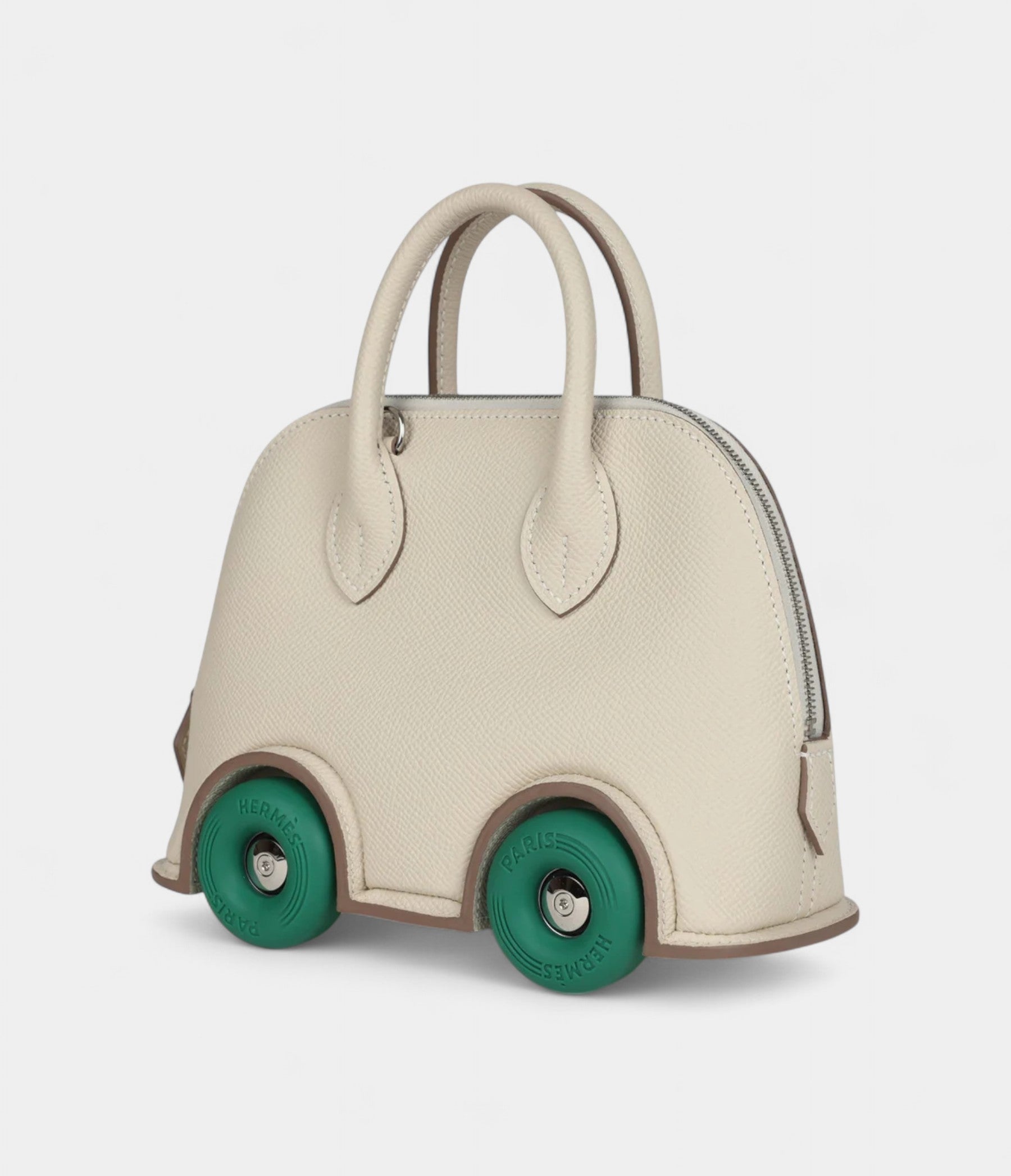 Hermès Bolide On Wheels 1923 Craie and Vert Vertigo Epsom Palladium Hardware