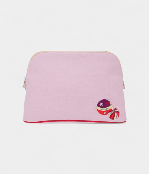Hermès Bolide Travel Case Pale Pink Embroidered – New Model
