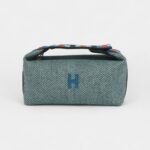 Hermès Bride A Brac Case Carre PM Host Lined H Night Canvas and Wool Palladium Hardware
