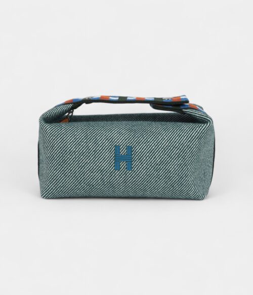 Hermès Bride A Brac Case Carre PM Host Lined H Night Canvas and Wool Palladium Hardware