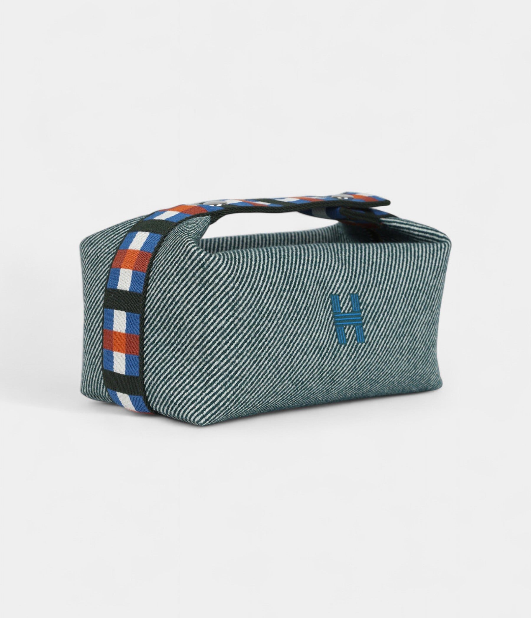 Hermès Bride A Brac Case Carre PM Host Lined H Night Canvas and Wool Palladium Hardware
