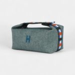 Hermès Bride A Brac Case Carre PM Host Lined H Night Canvas and Wool Palladium Hardware