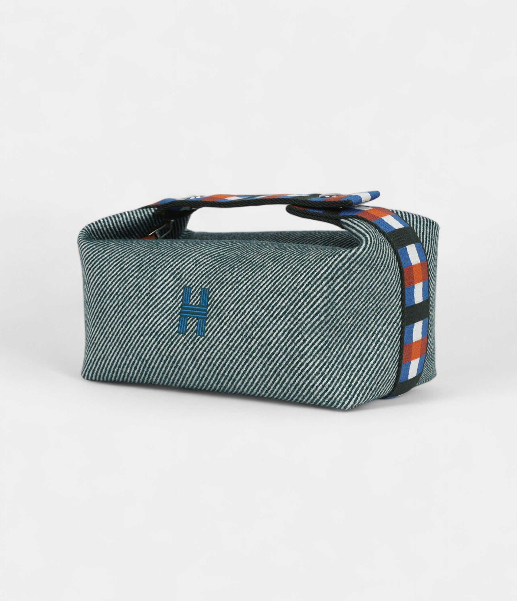 Hermès Bride A Brac Case Carre PM Host Lined H Night Canvas and Wool Palladium Hardware