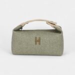 Hermès Bride A Brac Case Green Wet Canvas and Wool Palladium Hardware