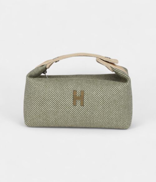 Hermès Bride A Brac Case Green Wet Canvas and Wool Palladium Hardware