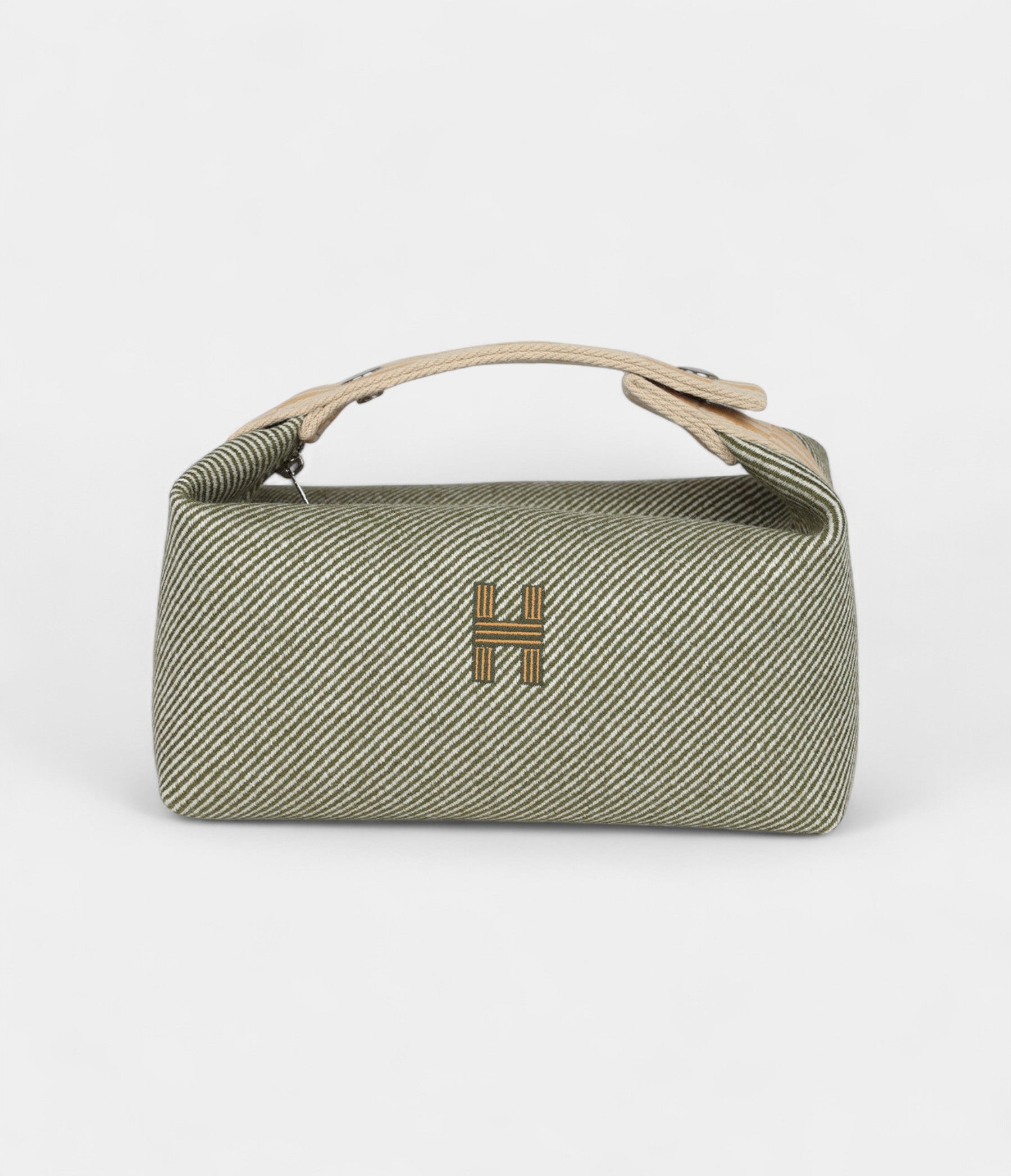 Hermès Bride A Brac Case Green Wet Canvas and Wool Palladium Hardware