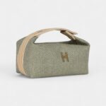 Hermès Bride A Brac Case Green Wet Canvas and Wool Palladium Hardware
