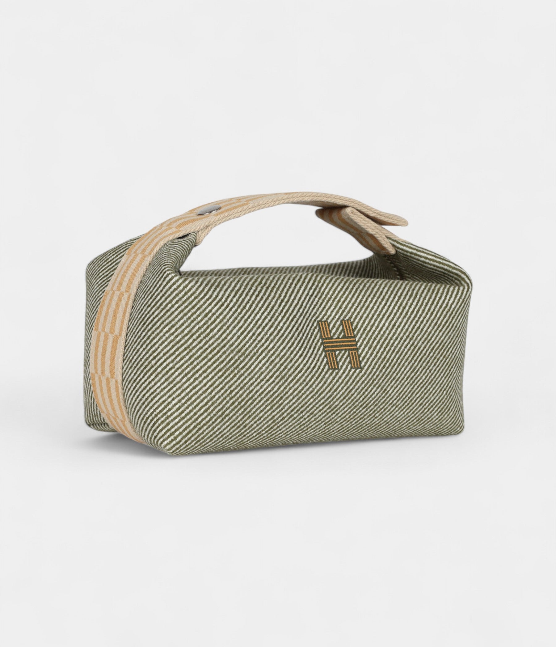 Hermès Bride A Brac Case Green Wet Canvas and Wool Palladium Hardware