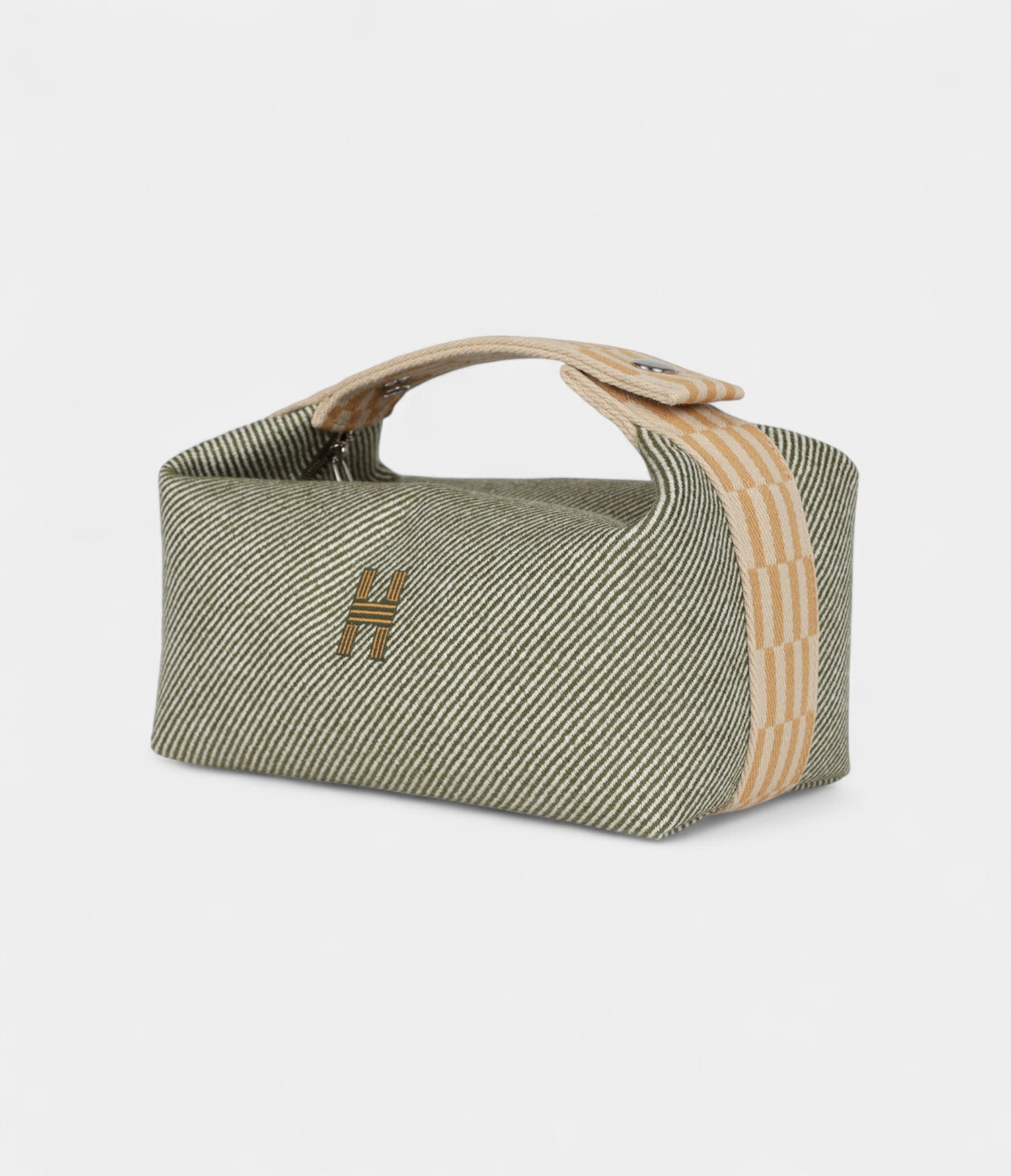 Hermès Bride A Brac Case Green Wet Canvas and Wool Palladium Hardware