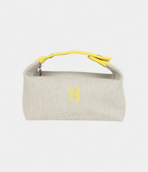 Hermès Bride A Brac Case Lemon Yellow Feather Canvas Palladium Hardware
