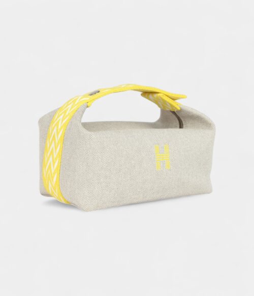 Hermès Bride A Brac Case Lemon Yellow Feather Canvas Palladium Hardware