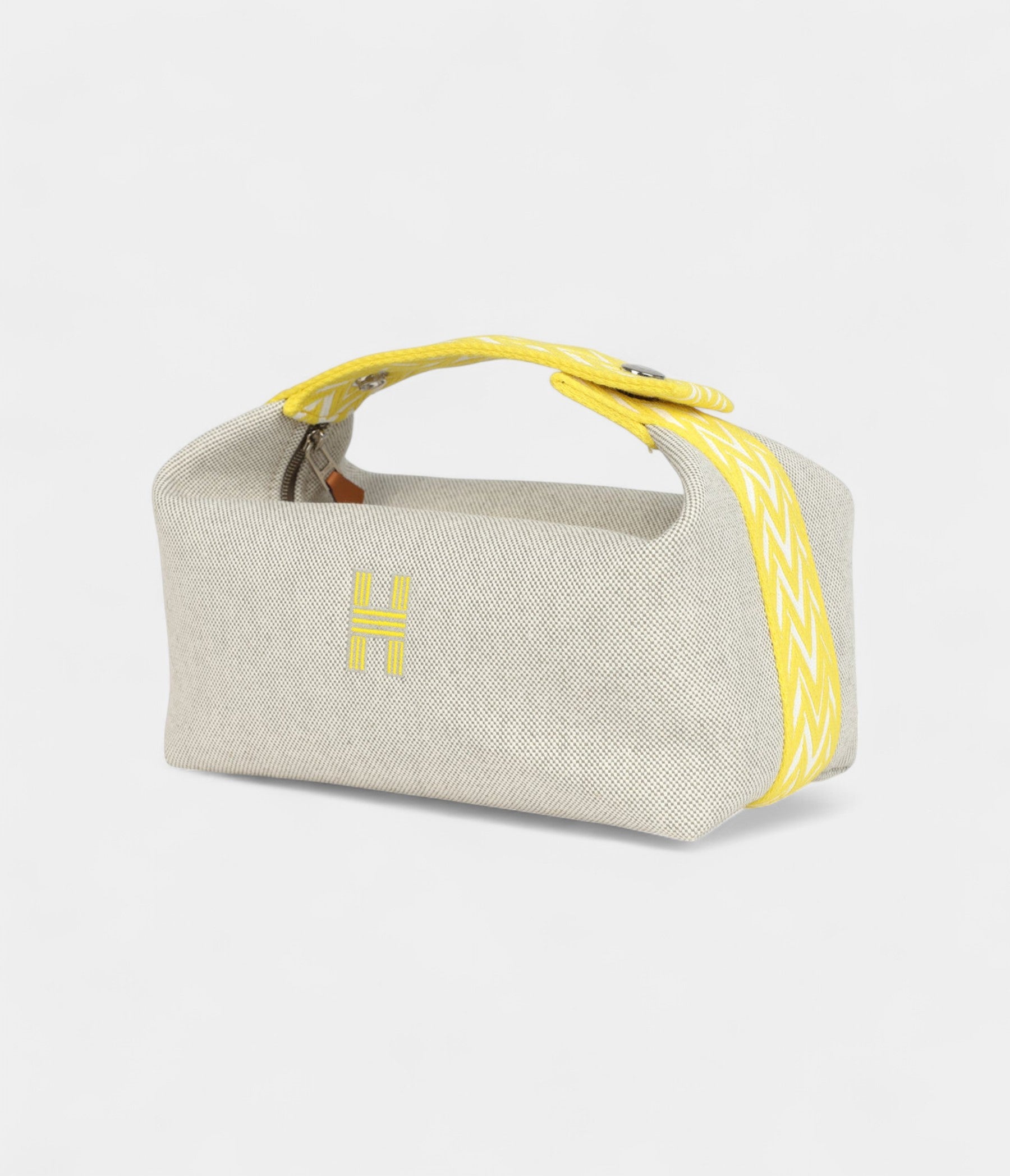HermesBrideABracCaseLemonYellowFeatherCanvasPalladiumHardware_3.jpg Hermès Bride A Brac Case Lemon Yellow Feather Canvas Palladium Hardware