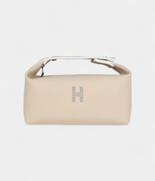 Hermès Bride A Brac Case PM Neutral Toile Canvas Palladium Hardware