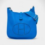 Hermès Clemence Evelyne III 29 Blue Calf Leather Crossbody Bag