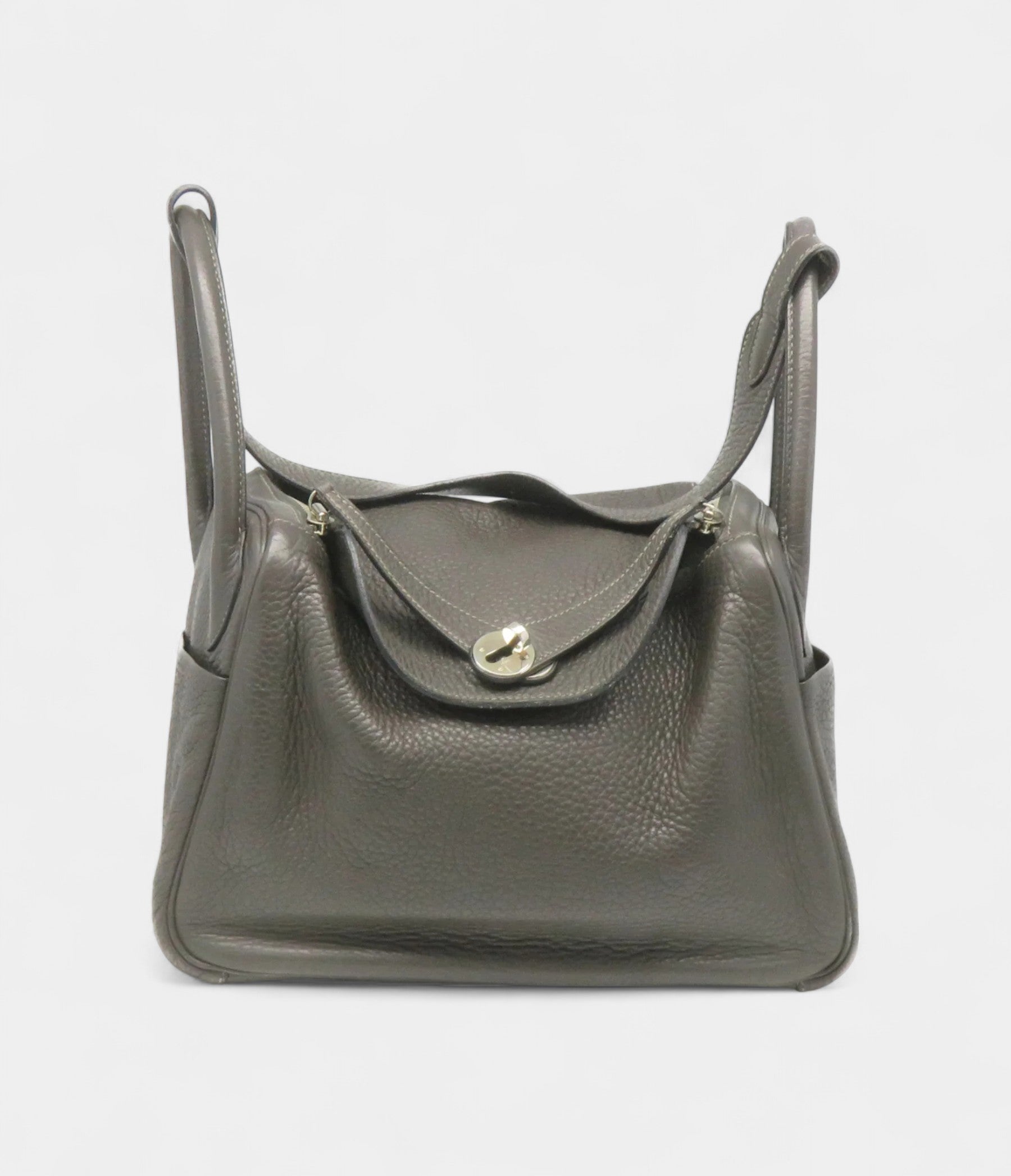 Hermes Clemence Leather Lindy 30 Shoulder Bag Silver Buckle Shoulder Bag