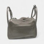 Hermes Clemence Leather Lindy 30 Shoulder Bag Silver Buckle Shoulder Bag
