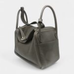 Hermes Clemence Leather Lindy 30 Shoulder Bag Silver Buckle Shoulder Bag