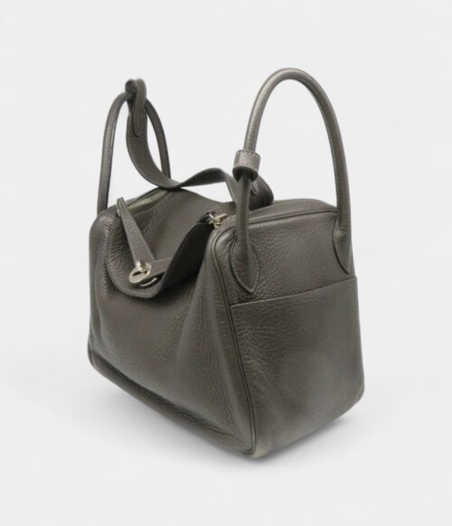 Hermes Clemence Leather Lindy 30 Shoulder Bag Silver Buckle Shoulder Bag