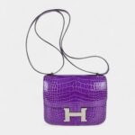 Hermes Constance 18 Bag Rare Ultra Violet Alligator Palladium