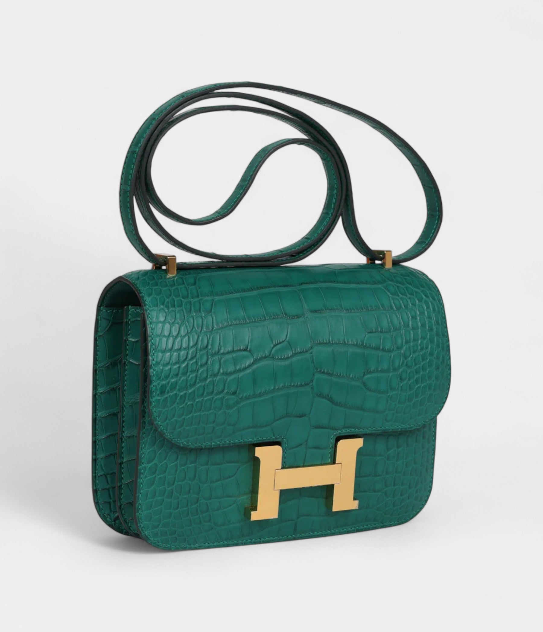 Hermès Constance 18 Malachite Matte Alligator Gold Hardware