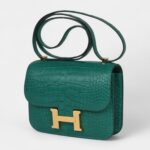 Hermès Constance 18 Malachite Matte Alligator Gold Hardware