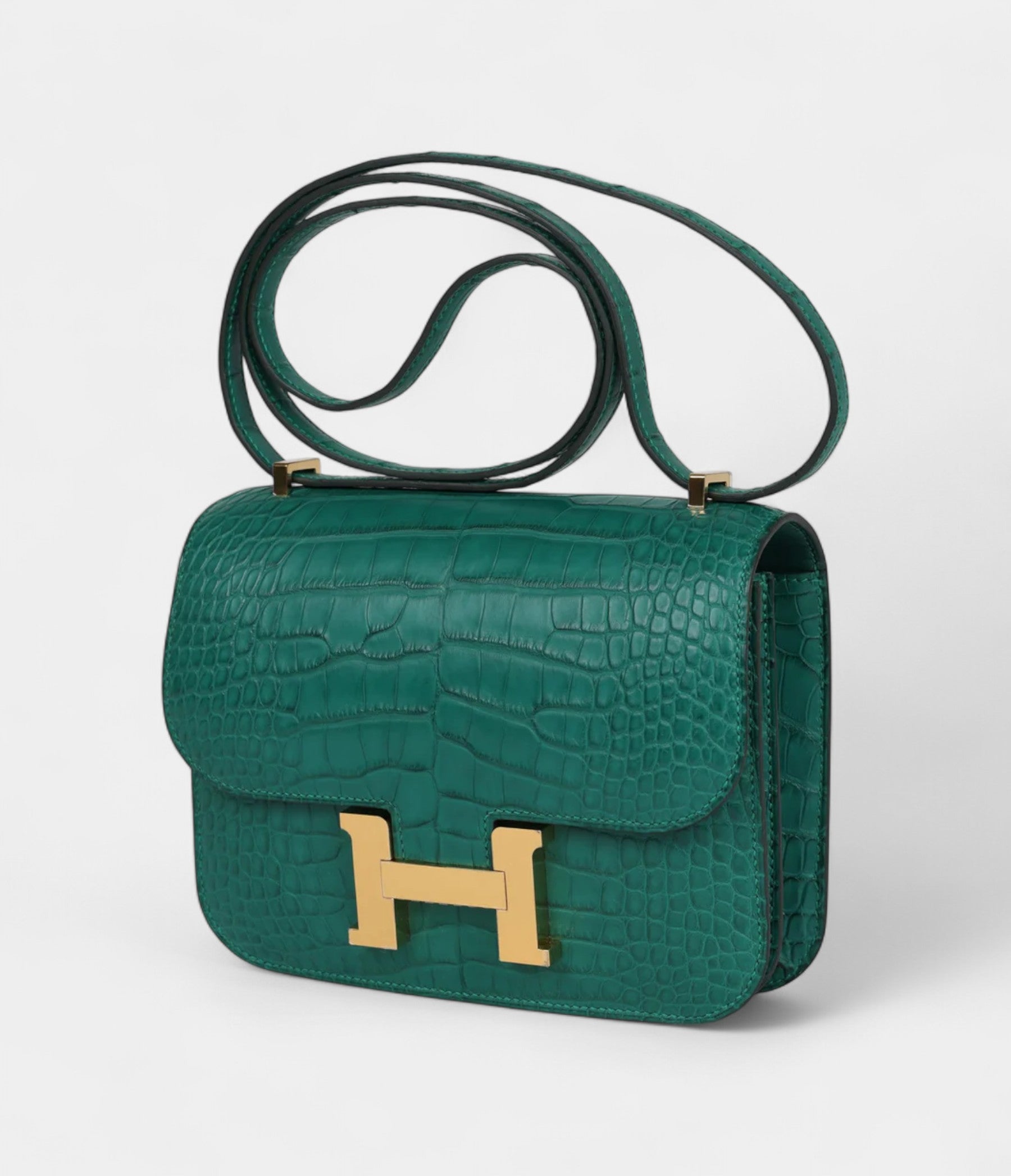 Hermès Constance 18 Malachite Matte Alligator Gold Hardware