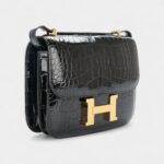 Hermès Constance 18 Noir / Black Alligator Gold Hardware