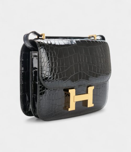 Hermès Constance 18 Noir / Black Alligator Gold Hardware