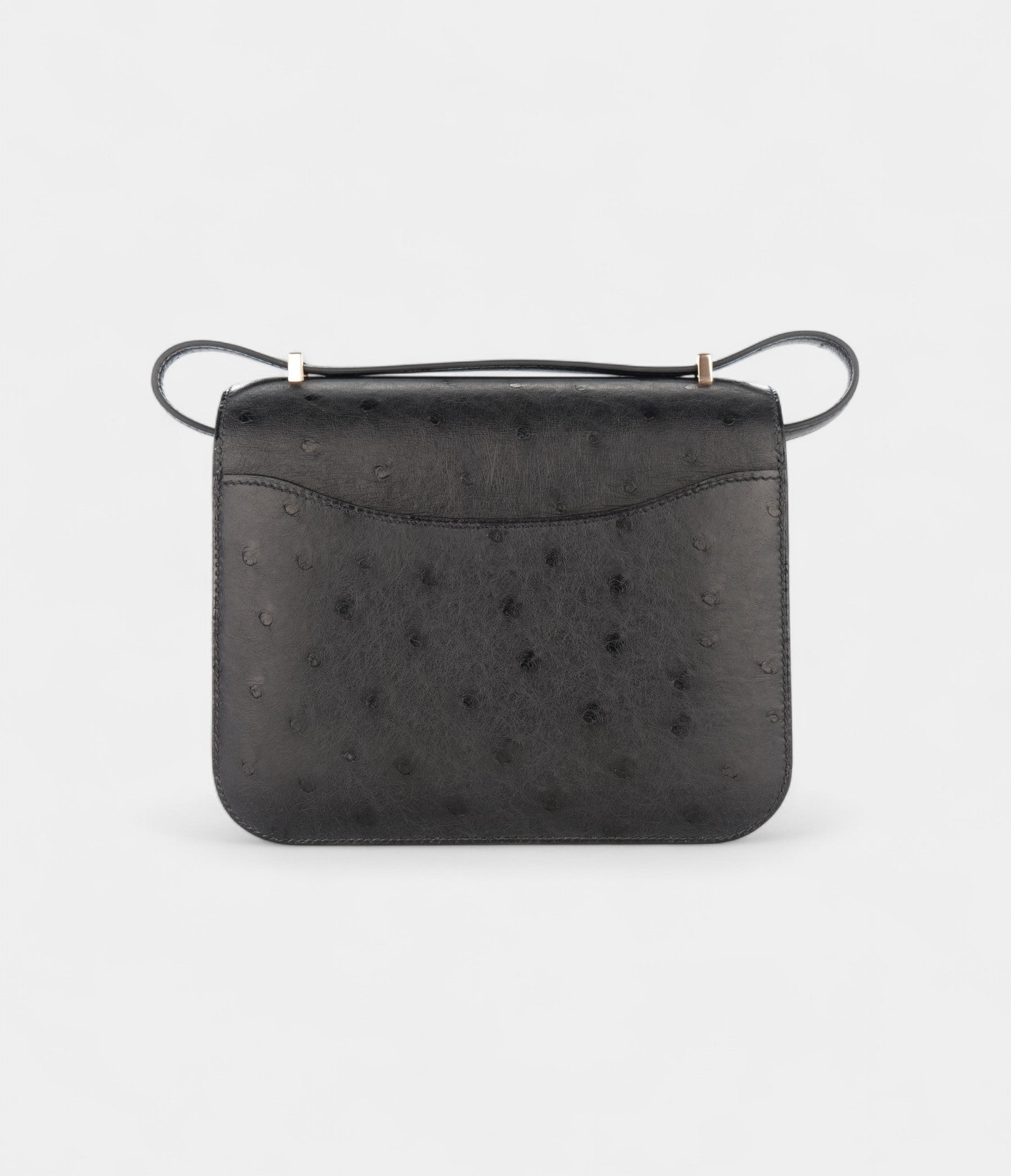 Hermès Constance 18 Noir / Black Ostrich Rose Gold Hardware