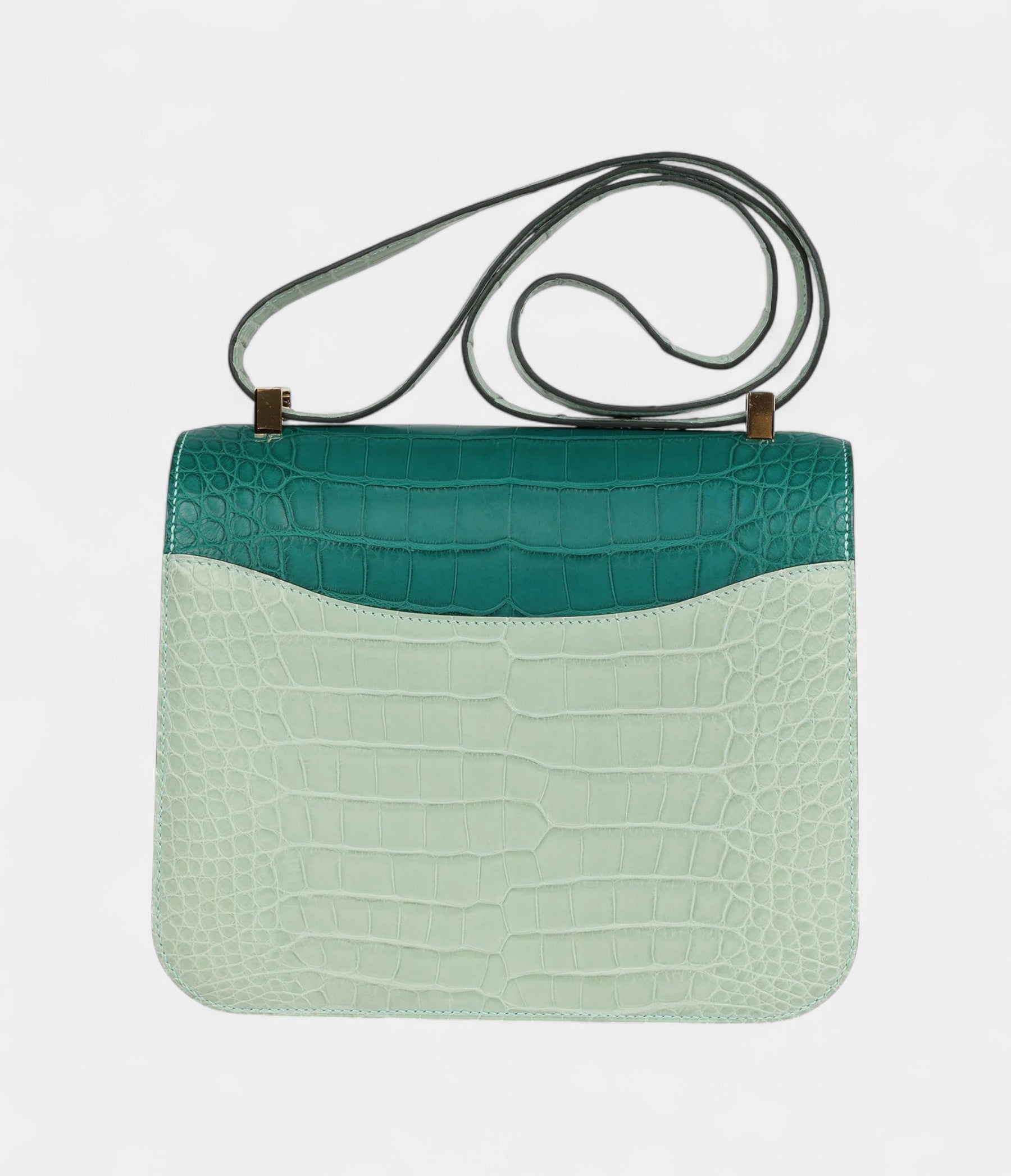 Hermès Constance 24 Bicolor Vert D'eau and Malachite Matte Alligator Gold Hardware