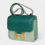 Hermès Constance 24 Bicolor Vert D'eau and Malachite Matte Alligator Gold Hardware