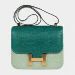 Hermès Constance 24 Bicolor Vert D'eau and Malachite Matte Alligator Gold Hardware