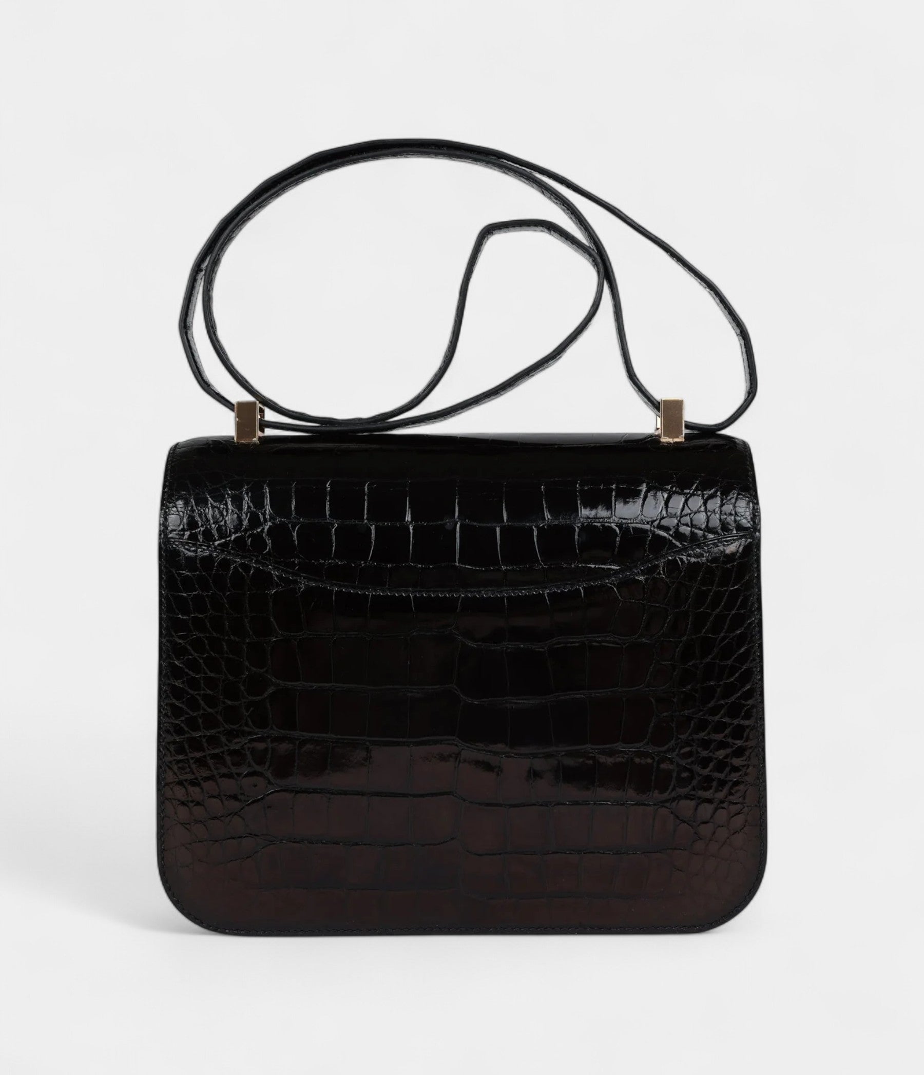 Hermès Constance 24 Black Shiny Alligator Rose Gold Hardware